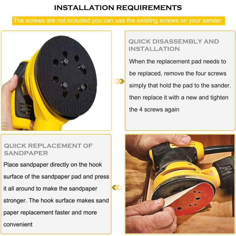 Tockrop Replacement Sanding Pad for DEWALT DWE6423/6423K, DWE6421/6421K, DCW210B Random Orbit Sanders - Direct Replacement for Pad Part Number DWE64233, N329079, RSP54 - Image 5